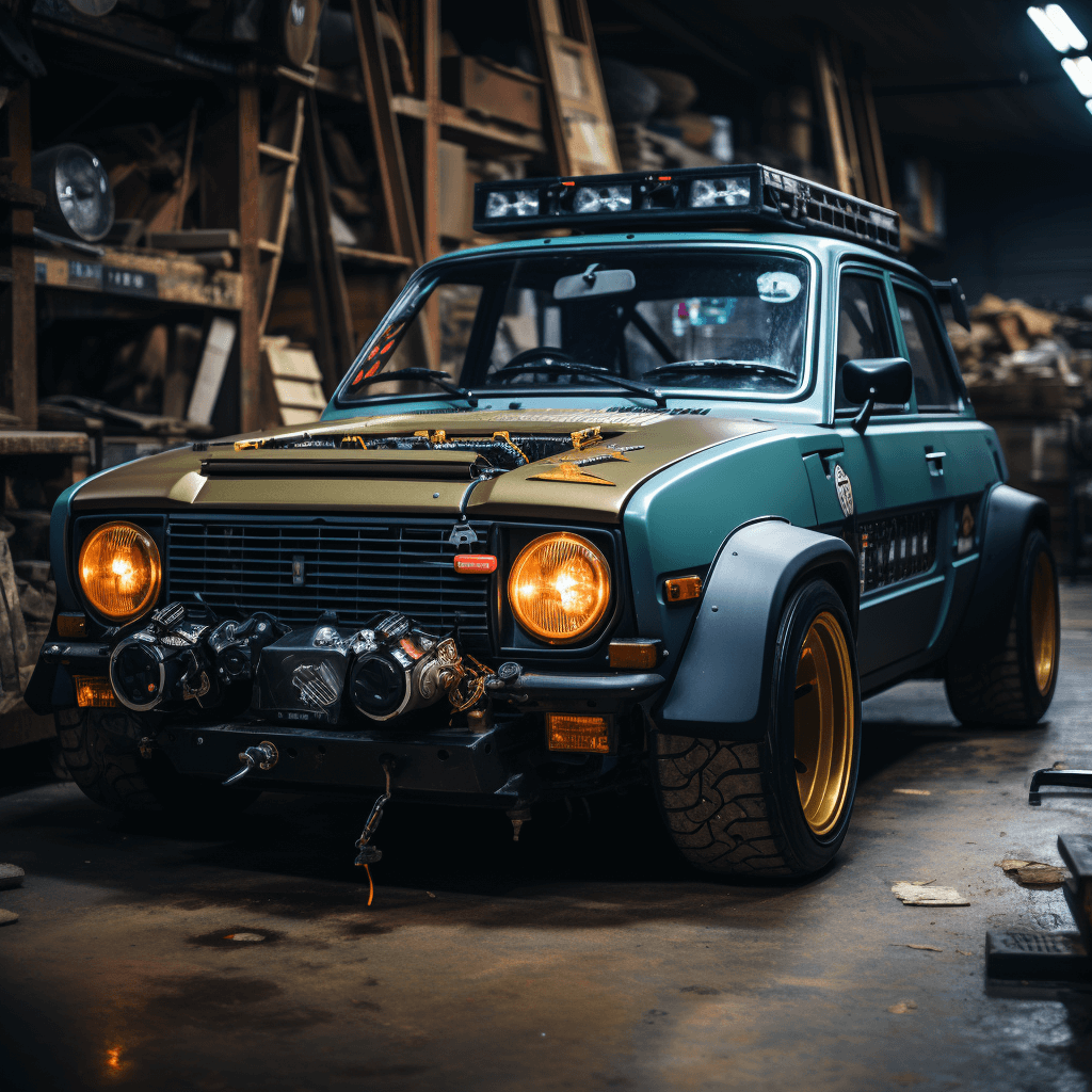 Modified-Maruti-800-car-in-yellow-and-teal-color